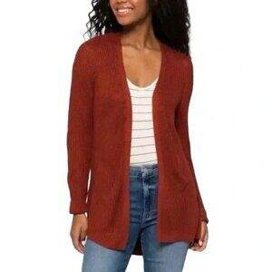 Pinque Jamelya Women's Cross Stitch Back Open Front Cardigan Rust Size M NWOT